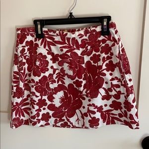 Topshop red and white floral skirt